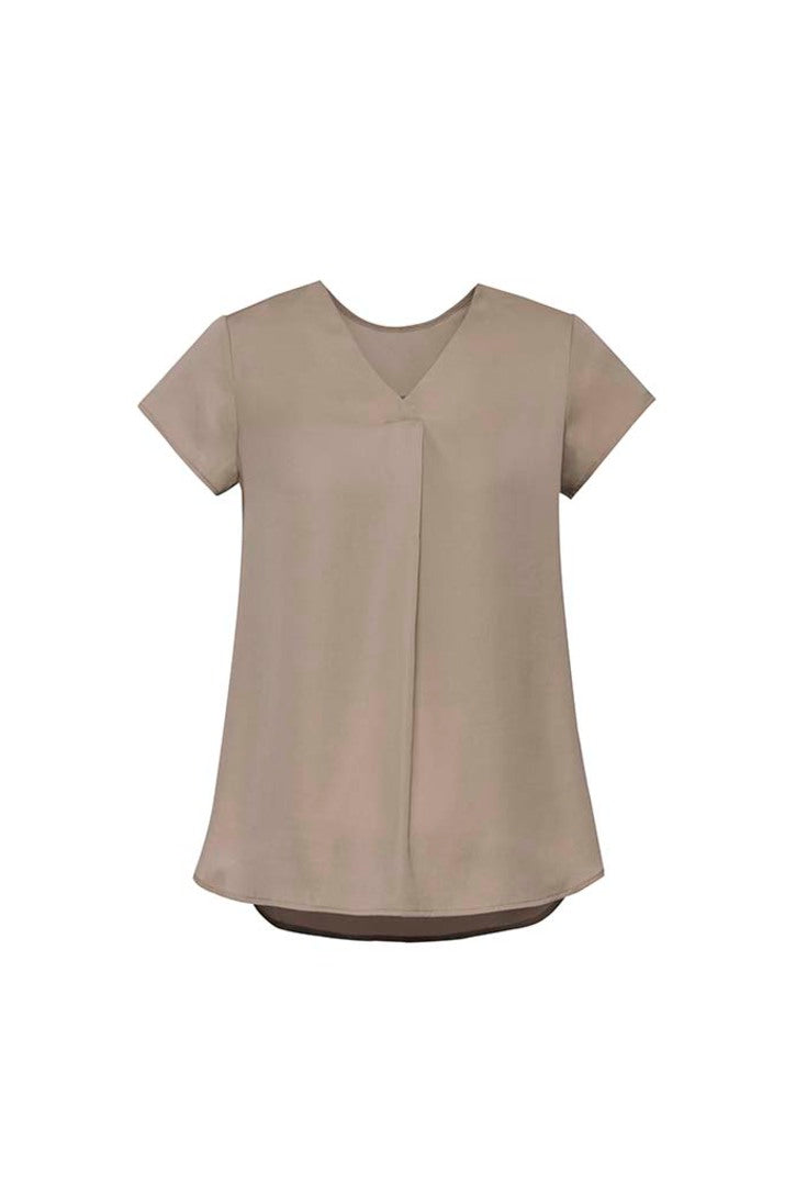 Biz Corporate Womens Kayla V-neck Pleat Blouse (RB967LS)-Clearance