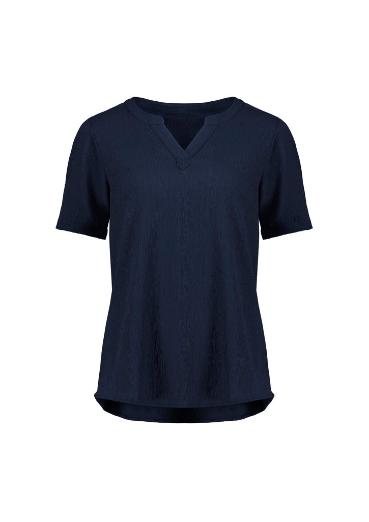 Biz Corporate Womens Ruché Short Sleeve Blouse (RU568LS)