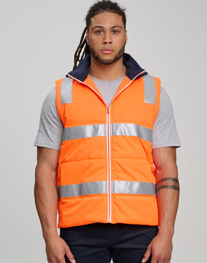 Winning Spirit Unisex Hi Vis Hooded Puffer Vest (SW93)