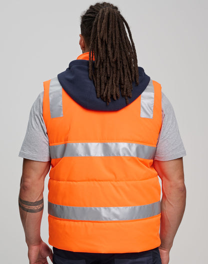 Winning Spirit Unisex Hi Vis Hooded Puffer Vest (SW93)