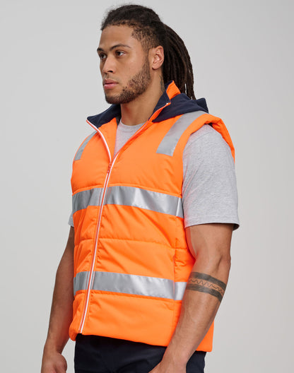 Winning Spirit Unisex Hi Vis Hooded Puffer Vest (SW93)