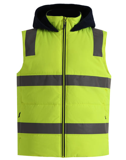 Winning Spirit Unisex Hi Vis Hooded Puffer Vest (SW93)
