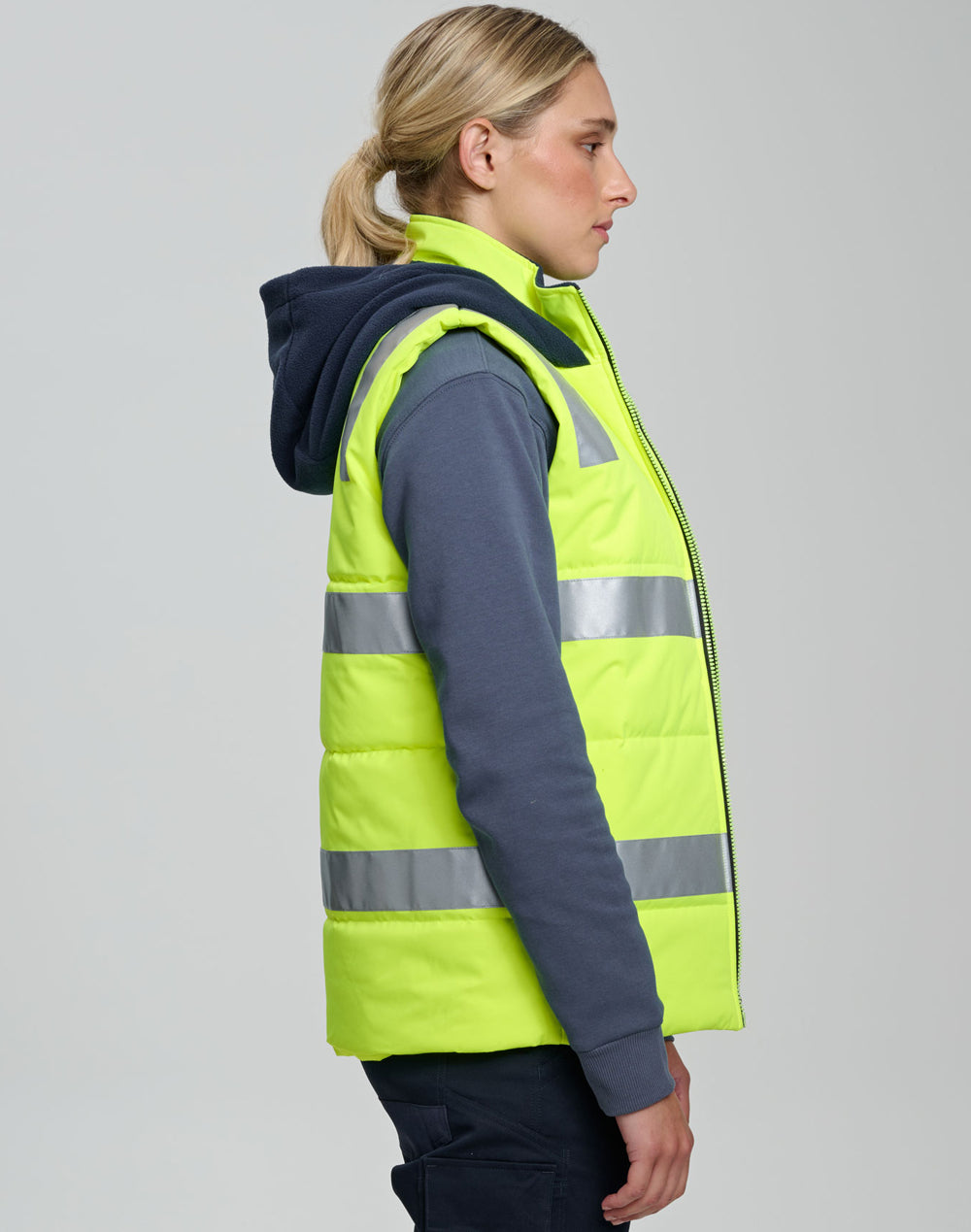 Winning Spirit Unisex Hi Vis Hooded Puffer Vest (SW93)