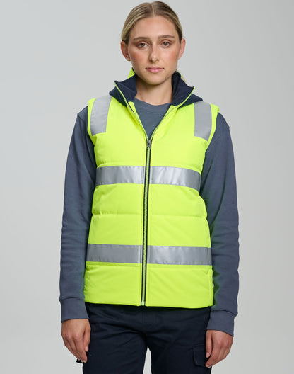 Winning Spirit Unisex Hi Vis Hooded Puffer Vest (SW93)