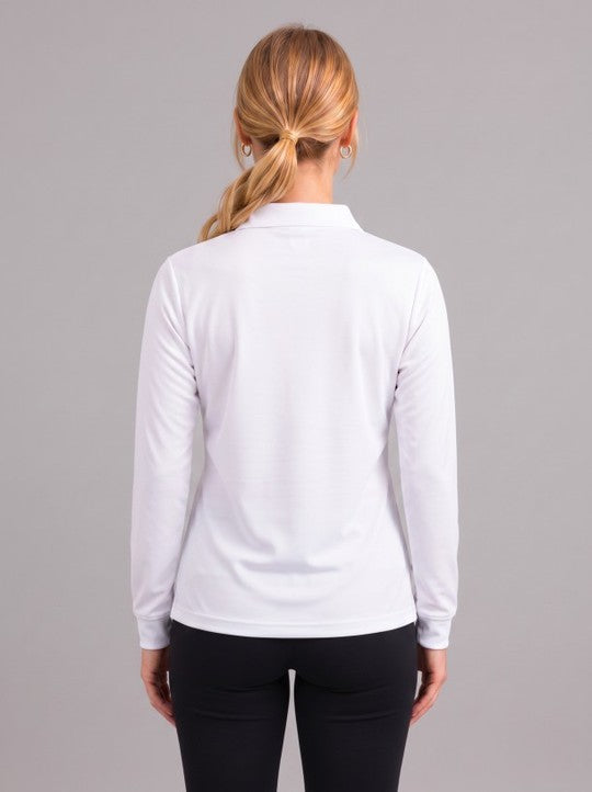 Be Seen Ladies Long Sleeve Plain Polo Shirt With Ribbed Cuffs (The Phoenix)