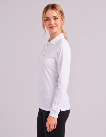 Be Seen Ladies Long Sleeve Plain Polo Shirt With Ribbed Cuffs (The Phoenix)
