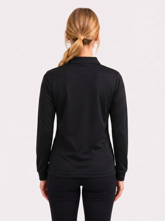 Be Seen Ladies Long Sleeve Plain Polo Shirt With Ribbed Cuffs (The Phoenix)