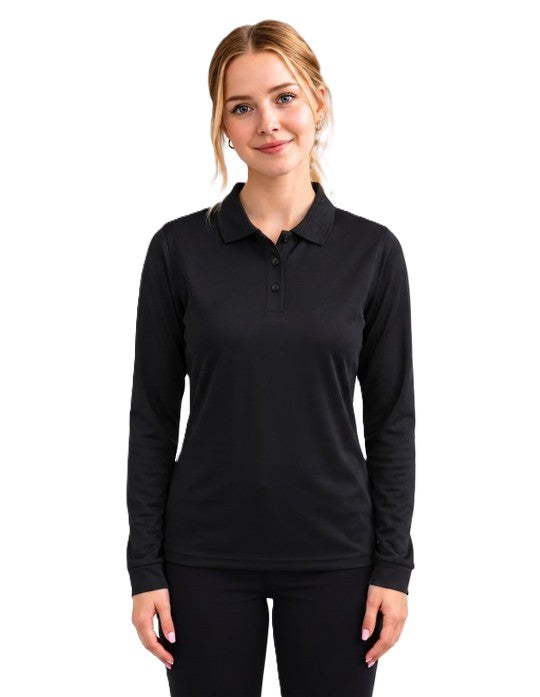 Be Seen Ladies Long Sleeve Plain Polo Shirt With Ribbed Cuffs (The Phoenix)