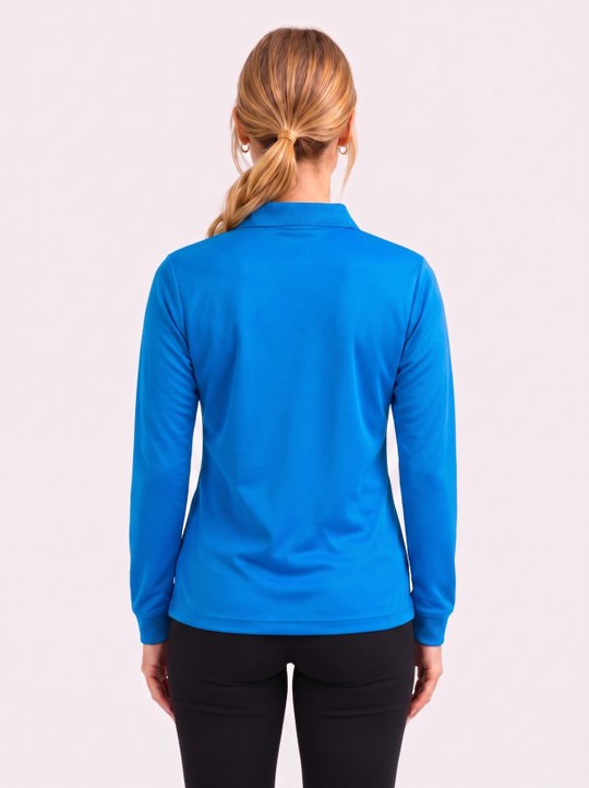 Be Seen Ladies Long Sleeve Plain Polo Shirt With Ribbed Cuffs (The Phoenix)