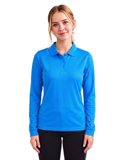 Be Seen Ladies Long Sleeve Plain Polo Shirt With Ribbed Cuffs (The Phoenix)
