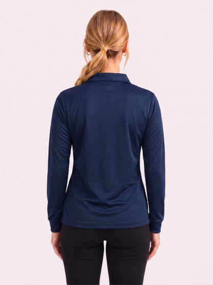 Be Seen Ladies Long Sleeve Plain Polo Shirt With Ribbed Cuffs (The Phoenix)