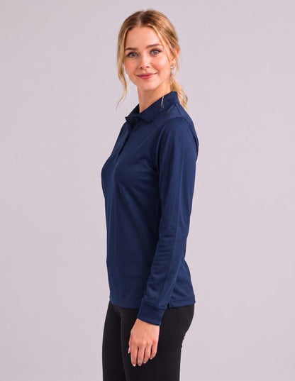 Be Seen Ladies Long Sleeve Plain Polo Shirt With Ribbed Cuffs (The Phoenix)