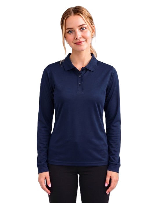 Be Seen Ladies Long Sleeve Plain Polo Shirt With Ribbed Cuffs (The Phoenix)