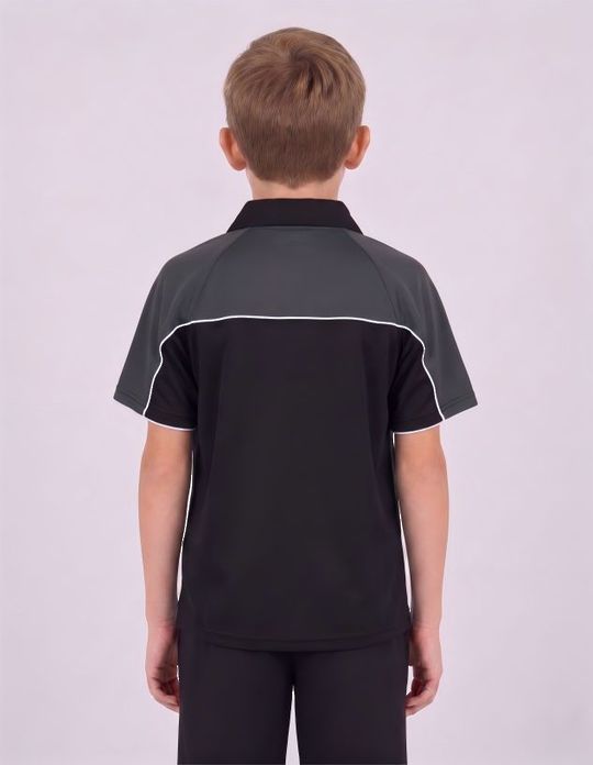 Be Seen Kids Polo Shirt With Contrast Sleeve Edge Piping (The Rozella)