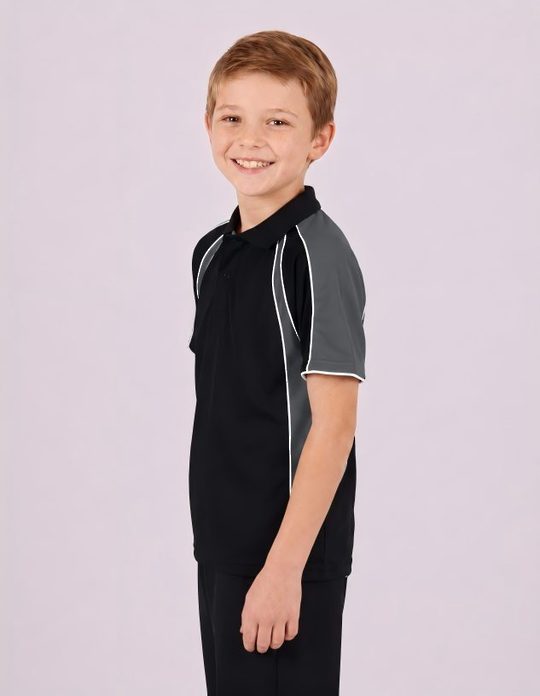 Be Seen Kids Polo Shirt With Contrast Sleeve Edge Piping (The Rozella)