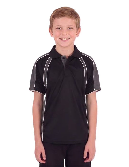 Be Seen Kids Polo Shirt With Contrast Sleeve Edge Piping (The Rozella)-Clearance