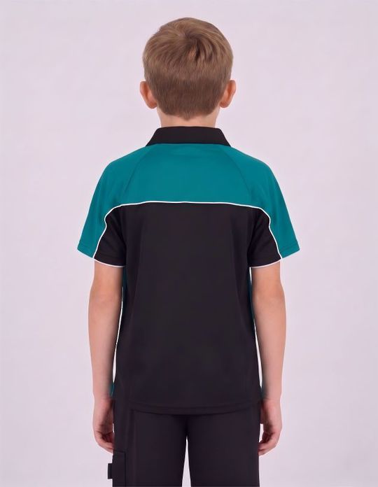 Be Seen Kids Polo Shirt With Contrast Sleeve Edge Piping (The Rozella)