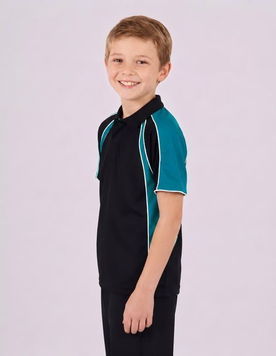 Be Seen Kids Polo Shirt With Contrast Sleeve Edge Piping (The Rozella)