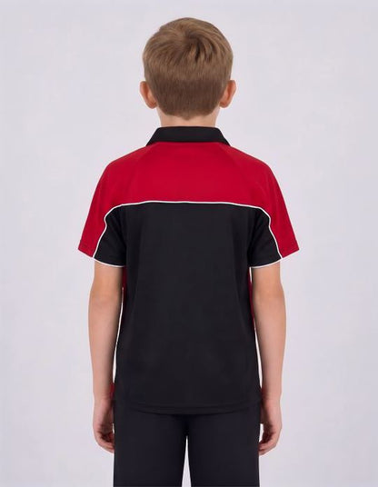 Be Seen Kids Polo Shirt With Contrast Sleeve Edge Piping (The Rozella)