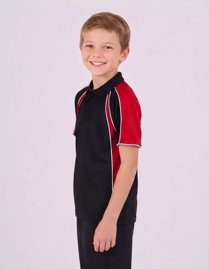 Be Seen Kids Polo Shirt With Contrast Sleeve Edge Piping (The Rozella)