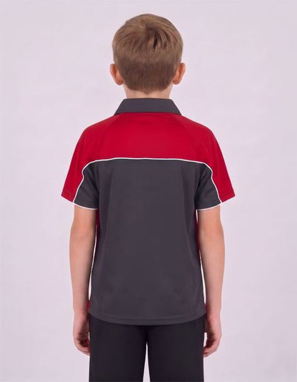 Be Seen Kids Polo Shirt With Contrast Sleeve Edge Piping (The Rozella)