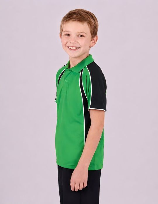 Be Seen Kids Polo Shirt With Contrast Sleeve Edge Piping (The Rozella)
