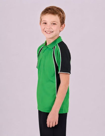 Be Seen Kids Polo Shirt With Contrast Sleeve Edge Piping (The Rozella)