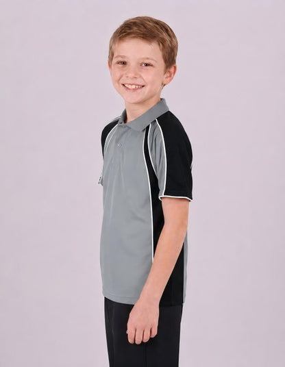 Be Seen Kids Polo Shirt With Contrast Sleeve Edge Piping (The Rozella)