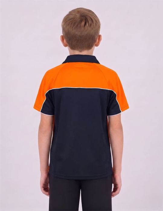 Be Seen Kids Polo Shirt With Contrast Sleeve Edge Piping (The Rozella)