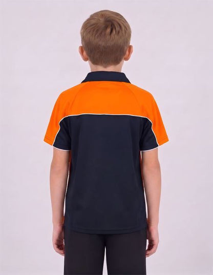 Be Seen Kids Polo Shirt With Contrast Sleeve Edge Piping (The Rozella)