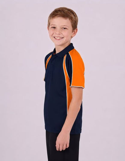Be Seen Kids Polo Shirt With Contrast Sleeve Edge Piping (The Rozella)