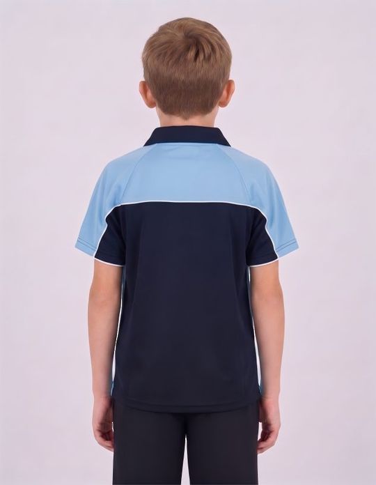 Be Seen Kids Polo Shirt With Contrast Sleeve Edge Piping (The Rozella)
