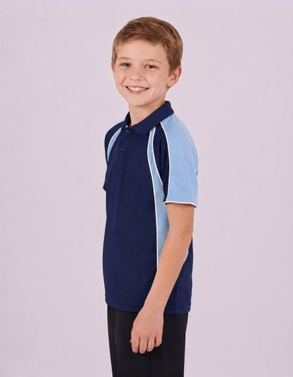 Be Seen Kids Polo Shirt With Contrast Sleeve Edge Piping (The Rozella)