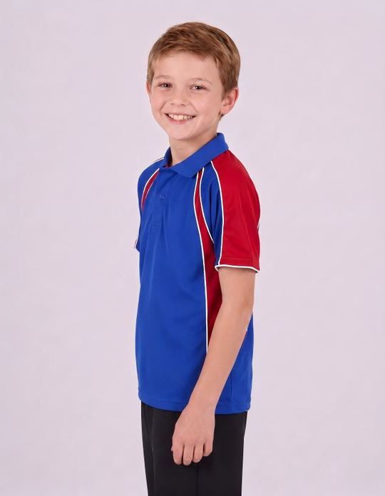 Be Seen Kids Polo Shirt With Contrast Sleeve Edge Piping (The Rozella)