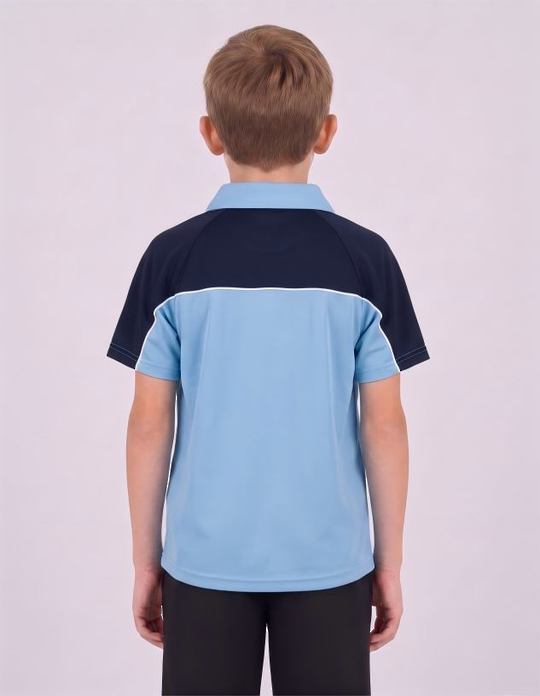 Be Seen Kids Polo Shirt With Contrast Sleeve Edge Piping (The Rozella)