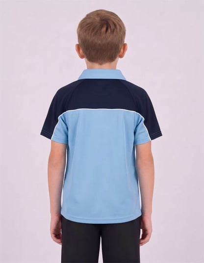 Be Seen Kids Polo Shirt With Contrast Sleeve Edge Piping (The Rozella)