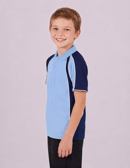 Be Seen Kids Polo Shirt With Contrast Sleeve Edge Piping (The Rozella)