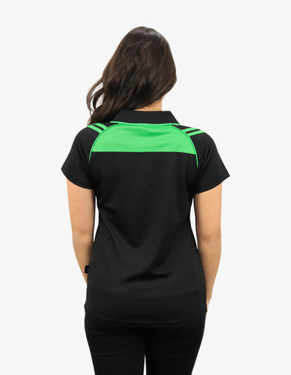 Be Seen Ladies Sleeve Polo Shirt With Striped Collar 1st Color (The Cobra)