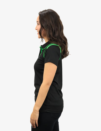 Be Seen Ladies Sleeve Polo Shirt With Striped Collar 1st Color (The Cobra)