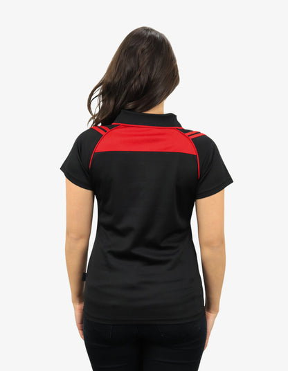 Be Seen Ladies Sleeve Polo Shirt With Striped Collar 1st Color (The Cobra)