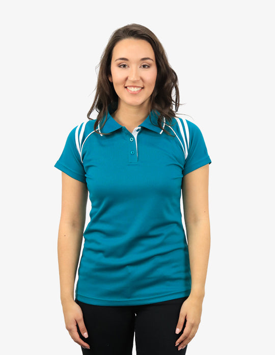 Be Seen Ladies Sleeve Polo Shirt With Striped Collar 2nd Color (The Cobra)