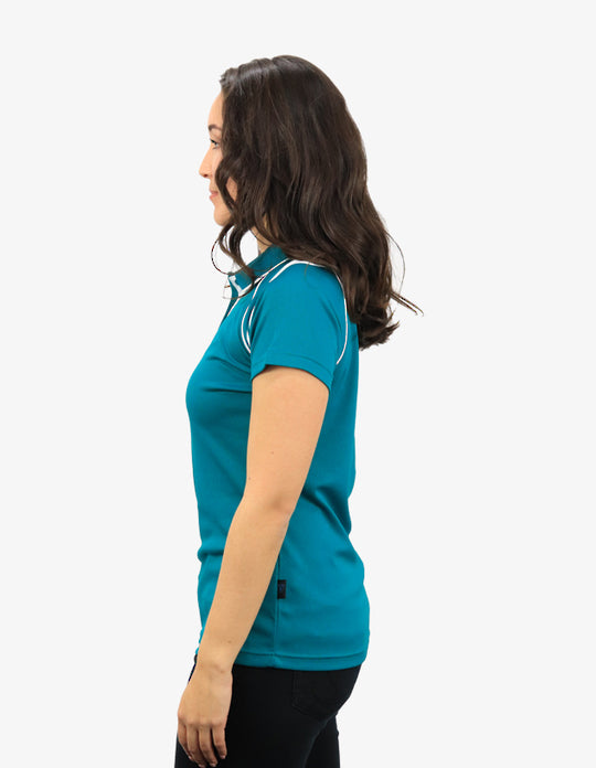 Be Seen Ladies Sleeve Polo Shirt With Striped Collar 2nd Color (The Cobra)