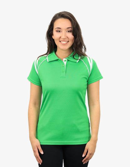 Be Seen Ladies Sleeve Polo Shirt With Striped Collar 1st Color (The Cobra)