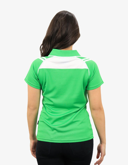 Be Seen Ladies Sleeve Polo Shirt With Striped Collar 1st Color (The Cobra)