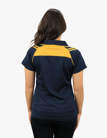 Be Seen Ladies Sleeve Polo Shirt With Striped Collar 1st Color (The Cobra)