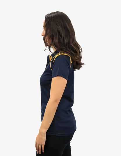 Be Seen Ladies Sleeve Polo Shirt With Striped Collar 1st Color (The Cobra)