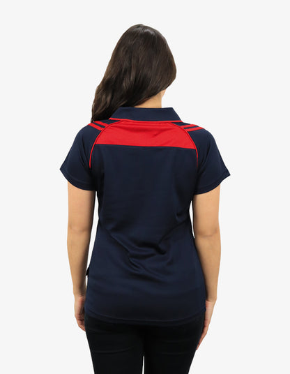 Be Seen Ladies Sleeve Polo Shirt With Striped Collar 1st Color (The Cobra)
