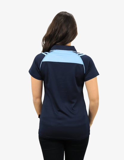 Be Seen Ladies Sleeve Polo Shirt With Striped Collar 1st Color (The Cobra)