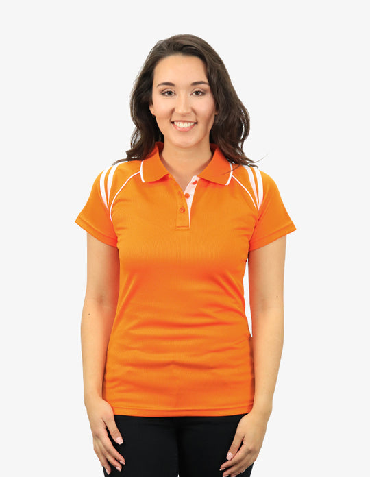Be Seen Ladies Sleeve Polo Shirt With Striped Collar 2nd Color (The Cobra)