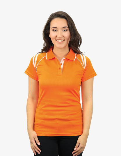 Be Seen Ladies Sleeve Polo Shirt With Striped Collar 2nd Color (The Cobra)